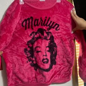 marilyn monroe pink fuzzy sweatshirt
